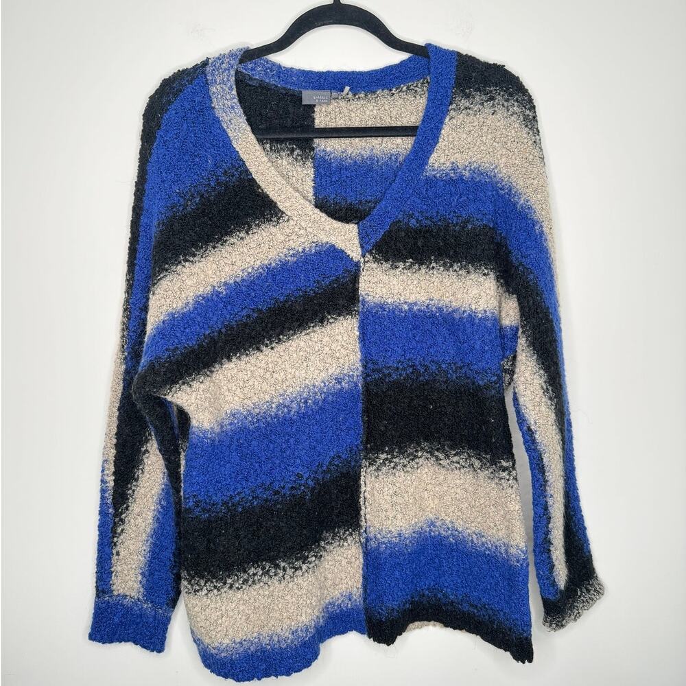 Sparkle & Fade Urban Outfitters Black/Blue Striped Knit Bouclé Sweater, Size MED